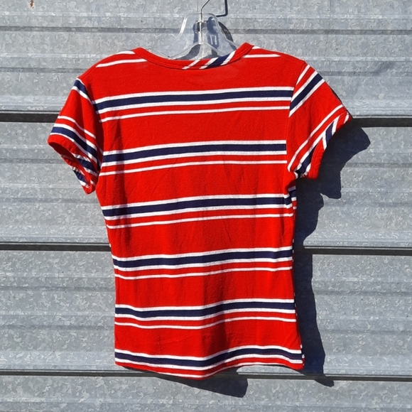 VINTAGE Vneck Striped Stretch Top - Picture 4 of 13